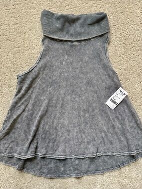 Hard Tail Gray Ribbed Sleeveless Turtleneck Tank